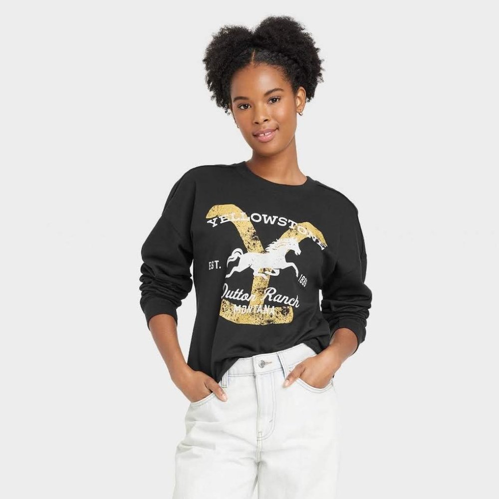Women's Yellowstone Dutton Ranch Graphic Sweatshirt - Black Size S Black - Picture 4 of 8